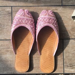 Handmade leather and beaded shoes from Pakistan